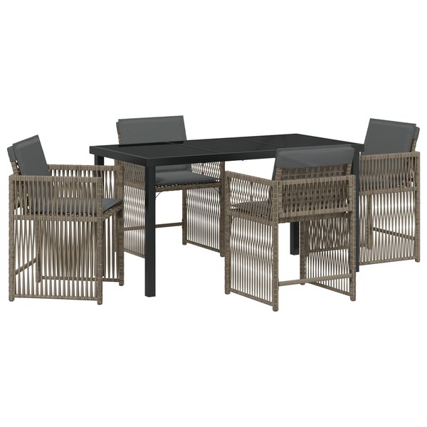 vidaXL Ensemble de salle à manger 5 pièces avec coussins gris poly rattan