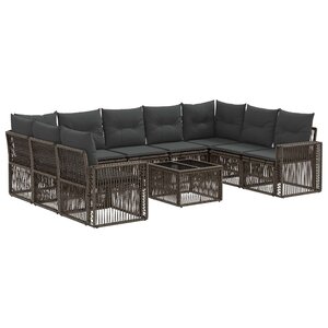 vidaXL Ensemble de canapé de jardin 10 Pièces Gris et Gris foncé