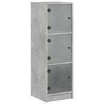 vidaXL Buffet avec portes en verre gris béton 35x37x109 cm
