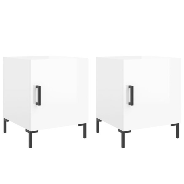 vidaXL Tables de chevet 2 Pièces blanc brillant 40x40x50 cm