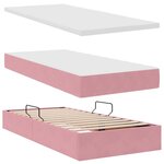 vidaXL Lit de rangement LED avec matelas Rose 90 x 190 cm Velours