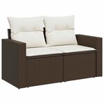 vidaXL Salon de jardin avec coussins 5 Pièces marron résine tressée