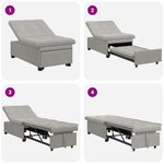 vidaXL Canapé-Lit Gris clair 67 x 194 x 82 cm Tissu en microfibre