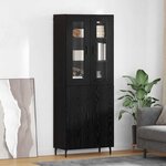 vidaXL Haut Armoire 2 Pièces Chêne noir Bois Aggloméré et Verre