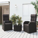 vidaXL Ensemble de salon de jardin 3 Pièces noir poly rotin et acier