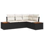 vidaXL Ensemble de canapé de jardin avec coussin 4 Pièces Noir Poly rotin