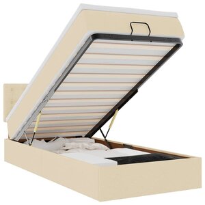 vidaXL Lit ottoman avec matelas et LED crème 90x200 cm tissu