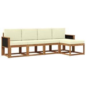vidaXL Ensemble de canapés d'extérieur 5 pc Naturel et Crème Polyester