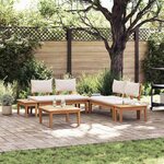 vidaXL Ensemble de banc de jardin avec coussin 3 Pièces Marron et Crème