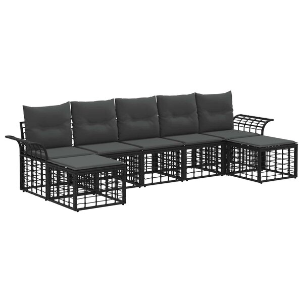 vidaXL Ensemble de canapés d'extérieur 7 Pièces Noir et Gris foncé