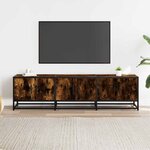 vidaXL Meuble TV chêne fumé 150x35x41 cm bois d'ingénierie et métal