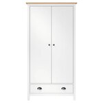 vidaXL Garde-robe à 2 portes Hill Blanc 89x50x170cm Bois de pin solide