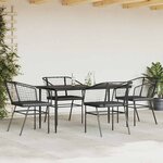 vidaXL Ensemble à manger de jardin et coussins 5 Pièces noir rotin verre
