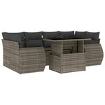 vidaXL Salon de jardin avec coussins 7 Pièces gris résine tressée
