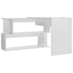 Bureau table poste de travail meuble d'ordinateur informatique étude d'angle brillant 200 x 50 x 76 cm bois d’ingénierie blanc 02_0023669