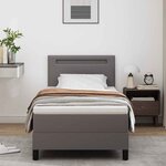 vidaXL Cadre de lit avec matelas Gris 90 x 200 cm Faux cuir