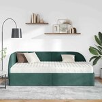 vidaXL Cadre de lit d'angle avec matelas 2 Pièces Vert Velours