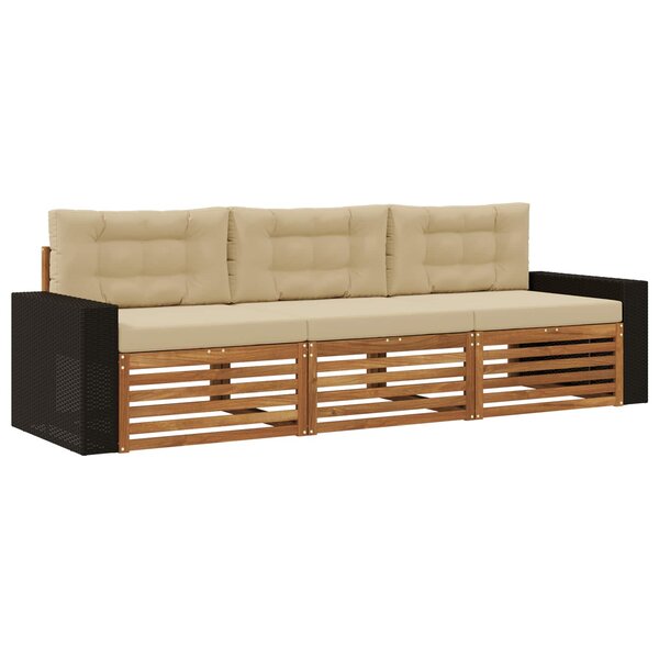 vidaXL Ensemble de canapés d'extérieur 3 pc Naturel et Beige Polyester