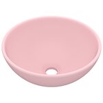 vidaXL Lavabo rond de salle de bain Rose mat 32 5x14 cm Céramique