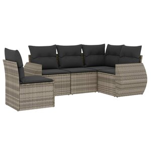 vidaXL Salon de jardin 5 Pièces avec coussins gris clair résine tressée