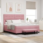 vidaXL Lit à Ressorts avec Matelas & Banc Rose 180x200 cm Velours