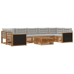 vidaXL Ensemble de canapés d'extérieur 8 pc Naturel et gris clair