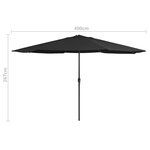 vidaXL Parasol de jardin avec mât en métal 390 cm noir