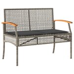 vidaXL Banc de jardin avec coussin gris résine tressée et acacia