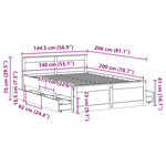 vidaXL Cadre de lit sans matelas avec tête de lit brun cire 140x200 cm