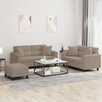 vidaXL Ensemble de canapés 3 Pièces avec coussins Taupe Tissu microfibre