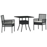 vidaXL Ensemble de salle à manger de jardin 3 pièces en poly rattan noir