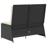 vidaXL Banc de jardin avec coussin Noir Poly rotin