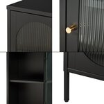 Armoire étagère meuble de rangement vitrée acier verre 102 x 43 x 40 cm noir mat 03_0008928