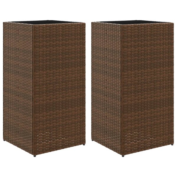 vidaXL Jardinières 2 Pièces marron 40x40x80 cm résine tressée