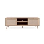 Meuble TV 2 portes 2 tiroirs - Panneaux de particule 15 mm, MDF - Décor chene sonoma - L 150 x P 40 x H 52 cm - BALI