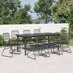 vidaXL Ensemble à manger de jardin 9 Pièces noir rotin PVC