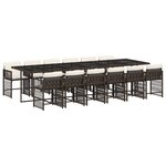 vidaXL Ensemble à manger de jardin avec coussins 13 Pièces marron rotin