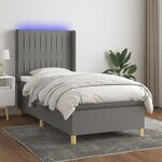 vidaXL Sommier à lattes de lit matelas LED Gris foncé 100x200 cm Tissu