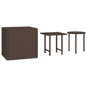 vidaXL Tables d'appoint de jardin 3 Pièces marron résine tressée
