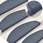 vidaXL Tapis d'escalier 30 pièces 65 x 24 x 4 cm Gris foncé et bleu Demi-rond Grand