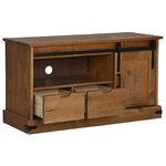 vidaXL Meuble TV HALDEN avec porte coulissante 110x40x60cm bois massif