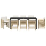 vidaXL Ensemble de salle à manger de jardin 9 pièces avec coussins en poly rotin beige