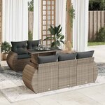 vidaXL Salon de jardin 6 Pièces avec coussins gris résine tressée