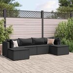 vidaXL Salon de jardin 6 Pièces avec coussins Noir Résine tressée