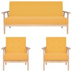 vidaXL Ensemble de canapés 3 Pièces Tissu Jaune
