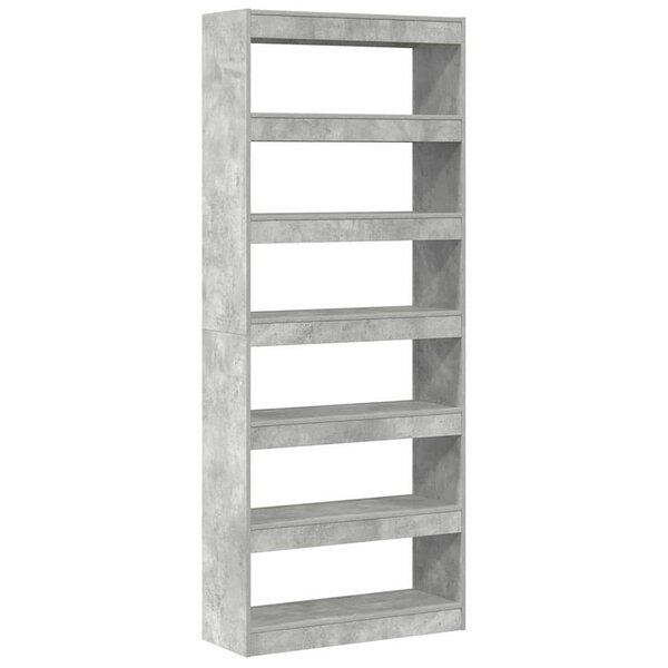 vidaXL Bibliothèque Gris béton 80 x 30 x 198 cm Bois d'ingénierie