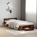 vidaXL Cadre de lit avec tiroir sans matelas chêne fumé 75x190 cm