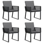 vidaXL Chaises de jardin lot de 4 avec coussins noir résine tressée