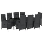 vidaXL Ensemble de salle à manger pour jardin 9 pc Noir polyrotin