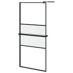 vidaXL Paroi de douche avec étagère Noir 100x195cm Verre ESG&Aluminium